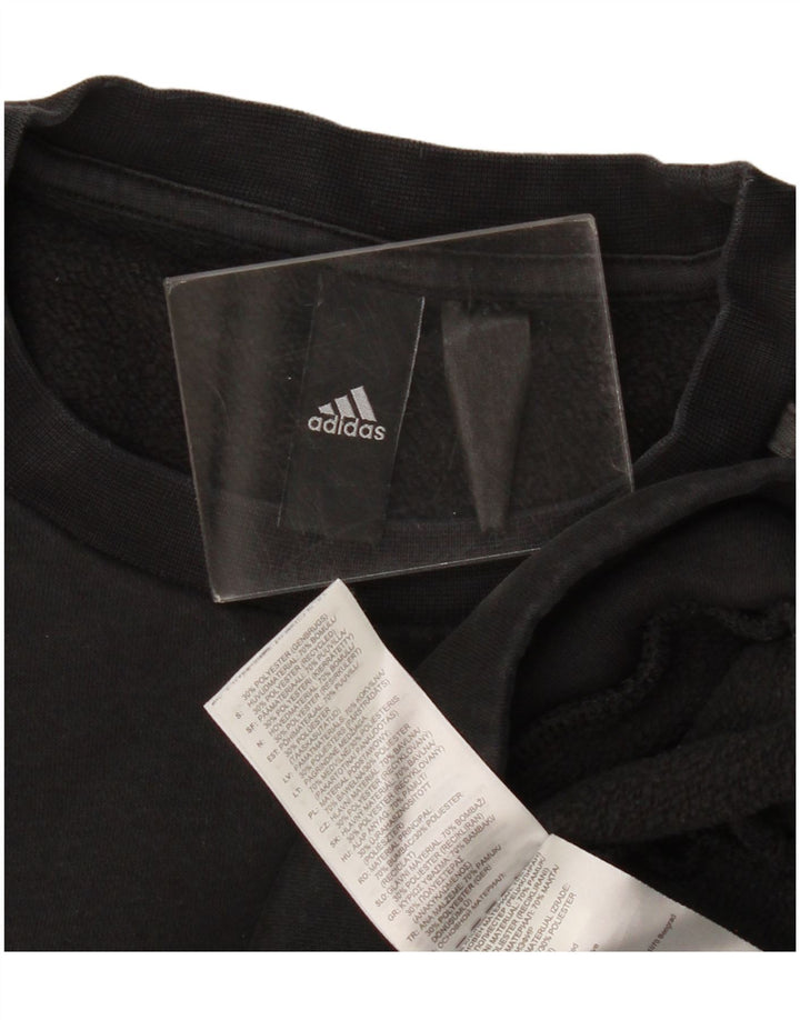Adidas Mens Moletom Jumper Pequeno Algodão Preto