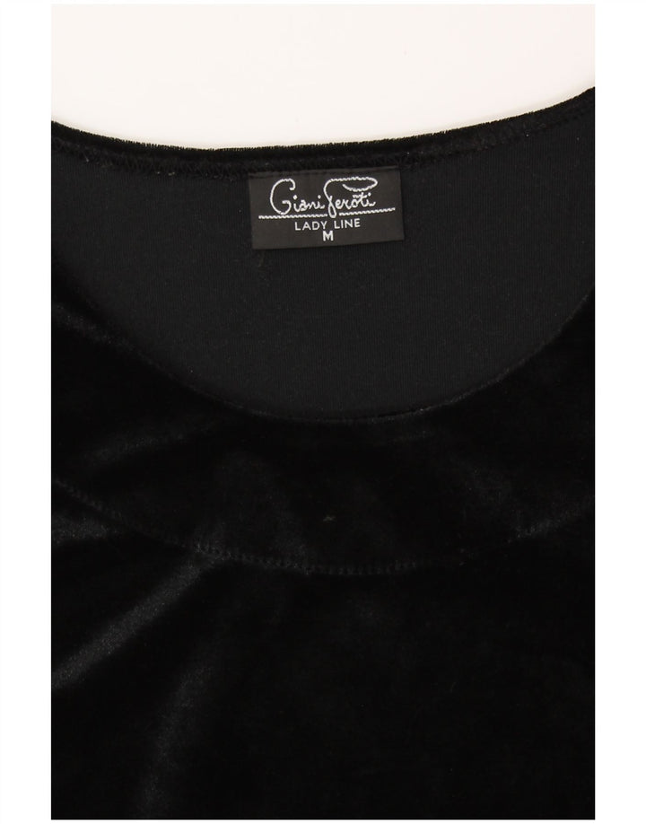 Body feminino de veludo GIANI FEROTI Reino Unido 14 poliéster preto médio