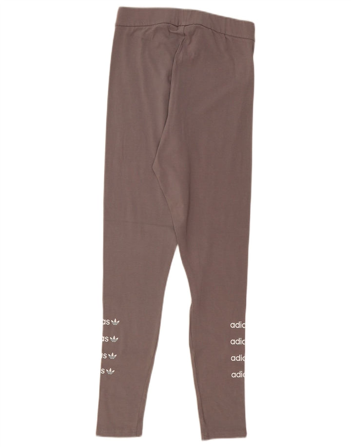 ADIDAS Womens Graphic Leggings UK 12 Médio Cinza Algodão