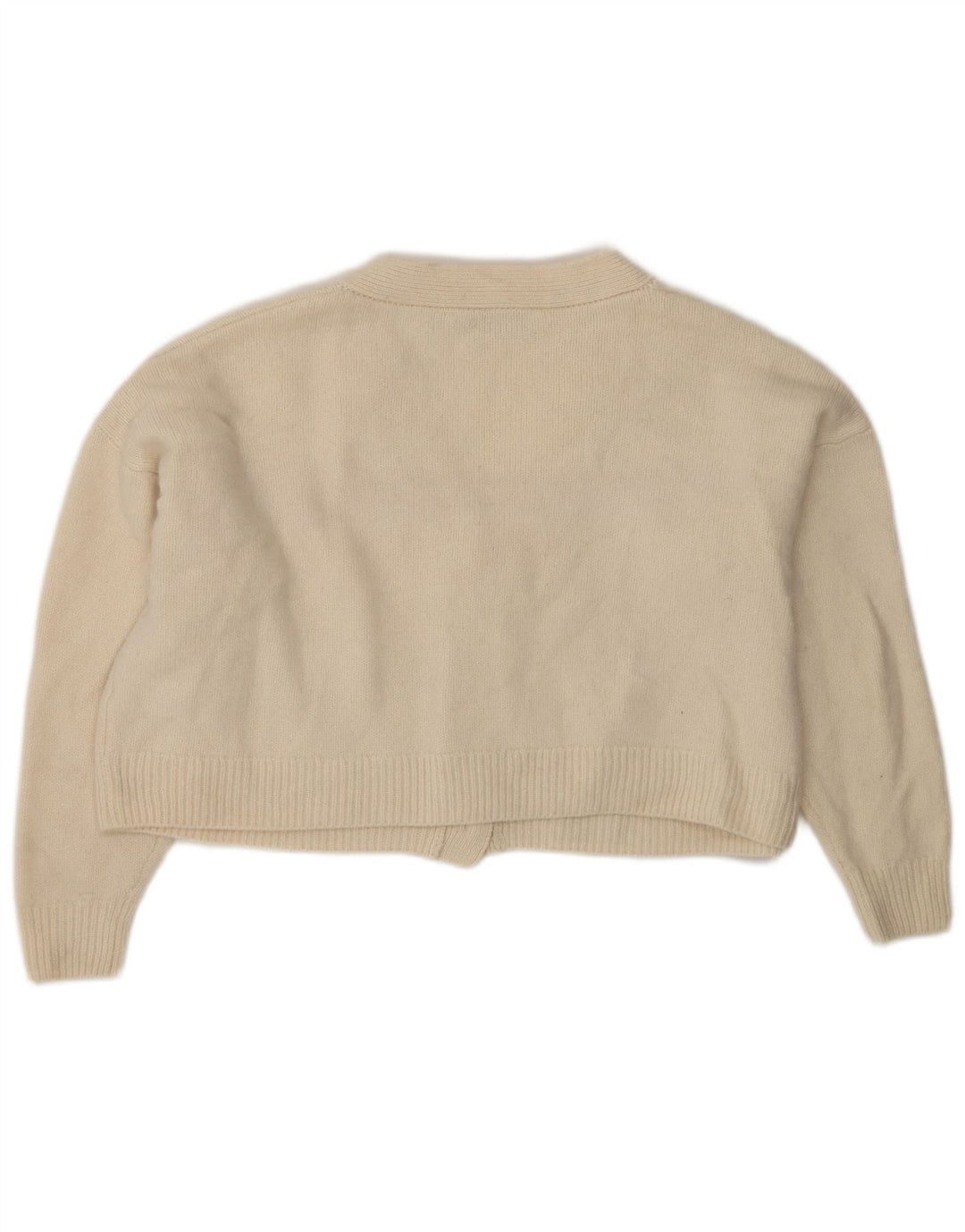 Suéter cardigã feminino Zara crop oversized Reino Unido 10 lã bege pequena