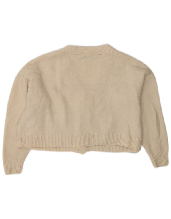 Suéter cardigã feminino Zara crop oversized Reino Unido 10 lã bege pequena