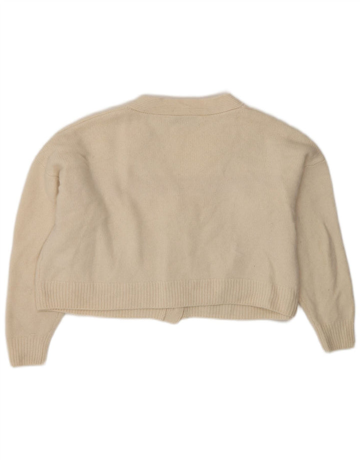 Suéter cardigã feminino Zara crop oversized Reino Unido 10 lã bege pequena