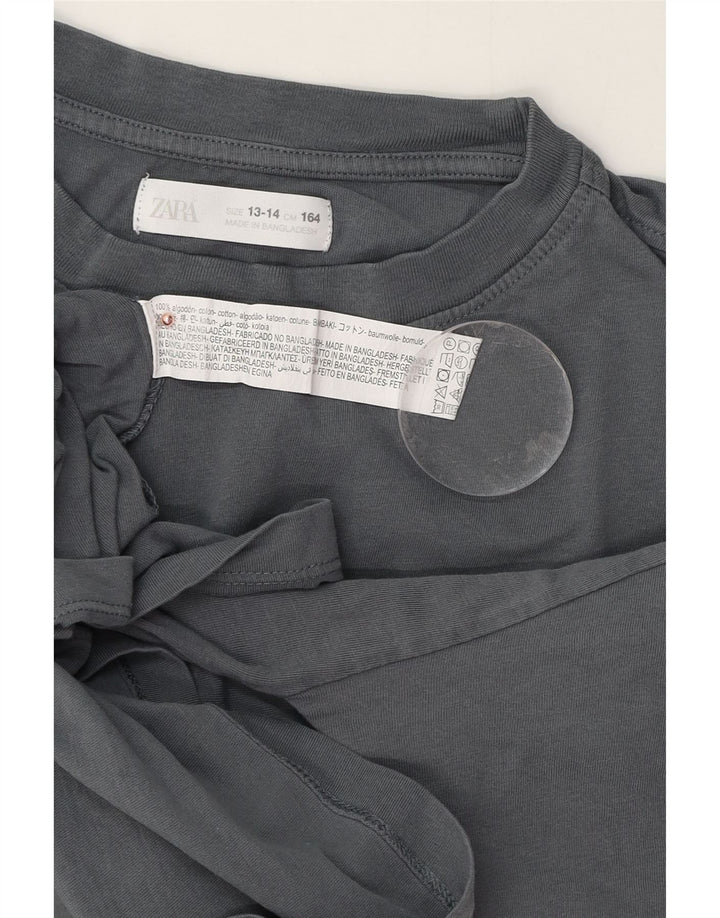 ZARA Boys T-Shirt Top 13-14 Anos Cinza Algodão