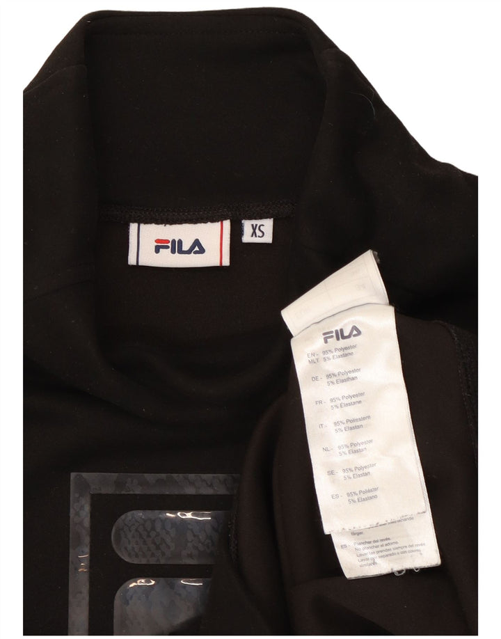 Fila Womens Crop Oversized Graphic Top Manga Comprida UK 6 XS Poliéster Preto