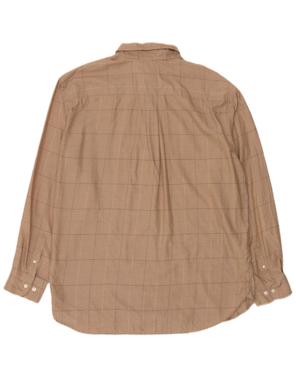 Dockers Mens Tall Shirt XL Brown Check Cotton
