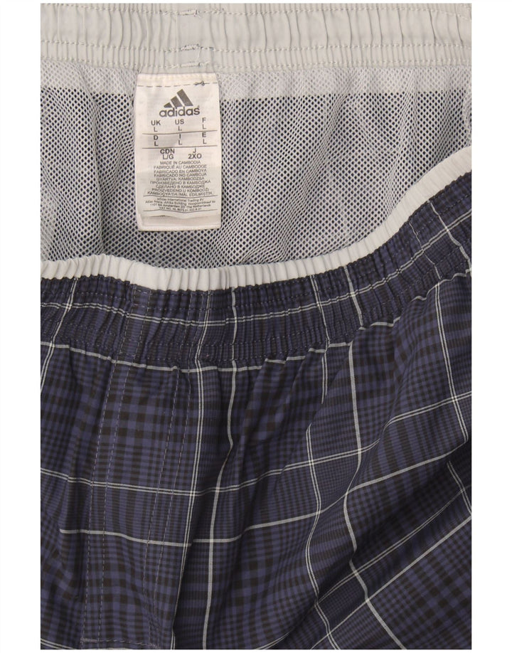 Adidas Mens Sport Shorts Grande Azul Marinho Xadrez Poliamida