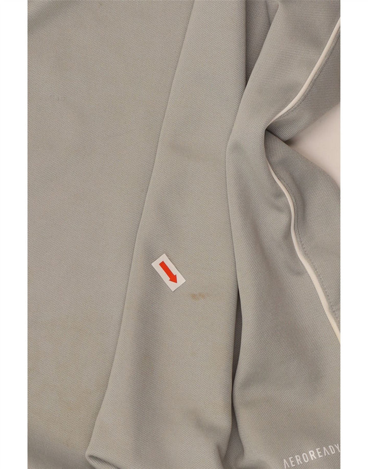 ADIDAS Mens Aeroready Zip Neck Pullover Treino Top XL Cinza Poliéster