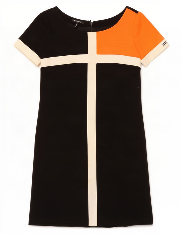 Vestido feminino Roccobarocco A-Line IT 48 XL preto colorblock viscose