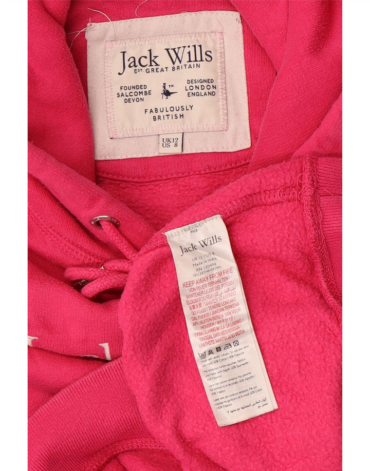 JACK WILLS Suéter feminino com capuz e estampa de grandes dimensões UK 12 rosa médio