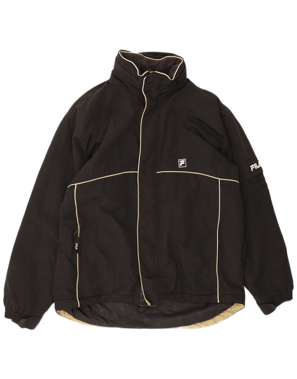 Jaqueta masculina Fila acolchoada com capuz UK 40 grande poliamida preta
