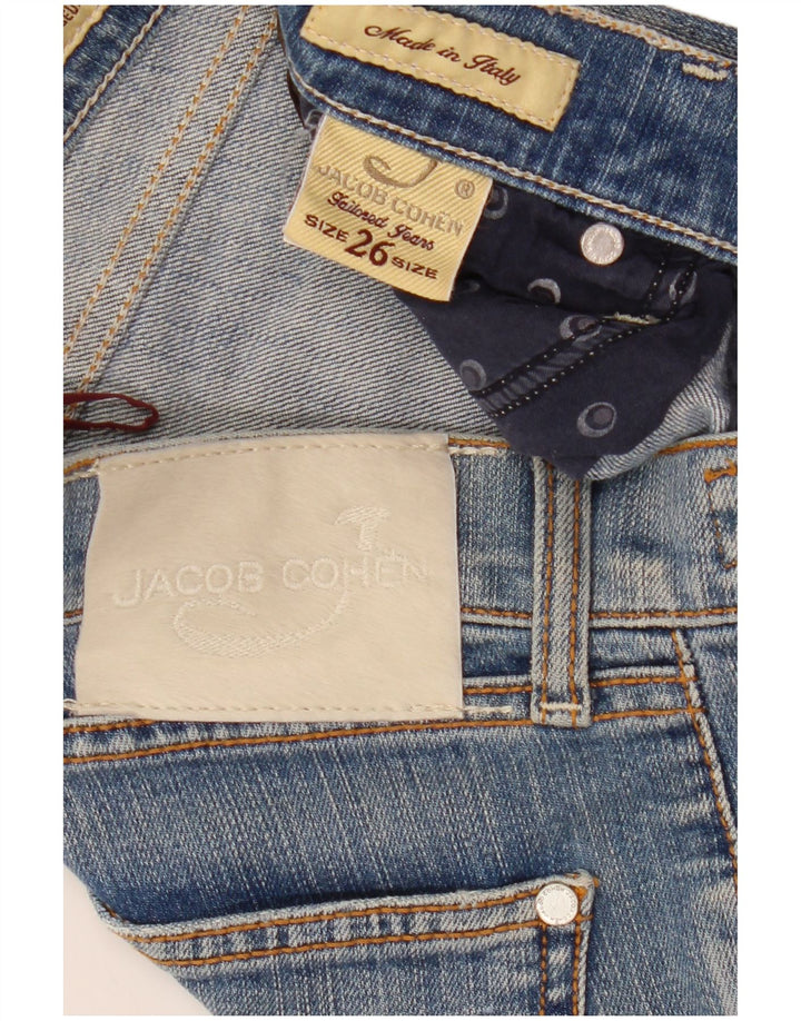 Jacob Cohen Jeans femininos sob medida retos W26 L31 algodão azul