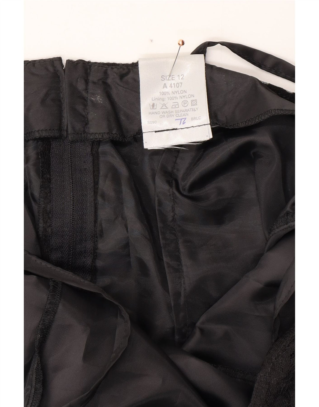 Vestido feminino clássico evasê UK 12 médio preto floral nylon