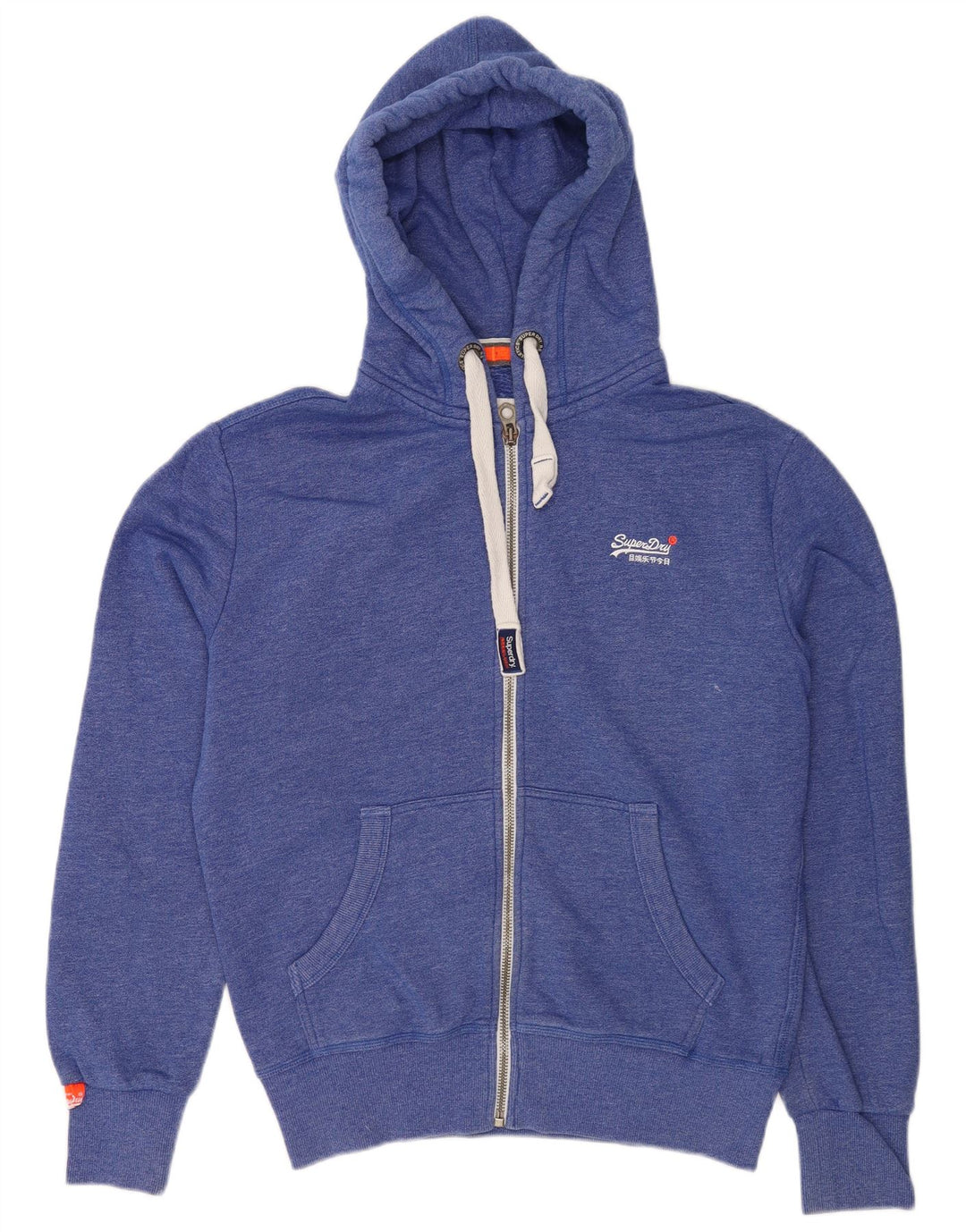 Suéter masculino Superdry com capuz e zíper médio azul algodão