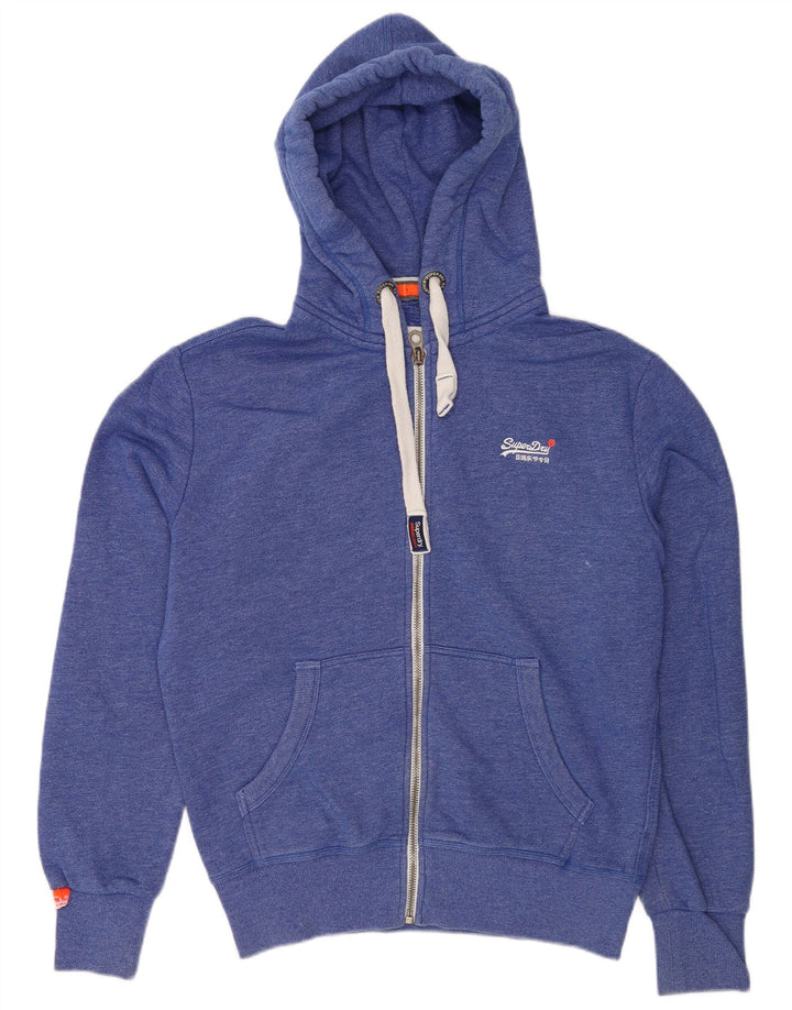 Suéter masculino Superdry com capuz e zíper médio azul algodão
