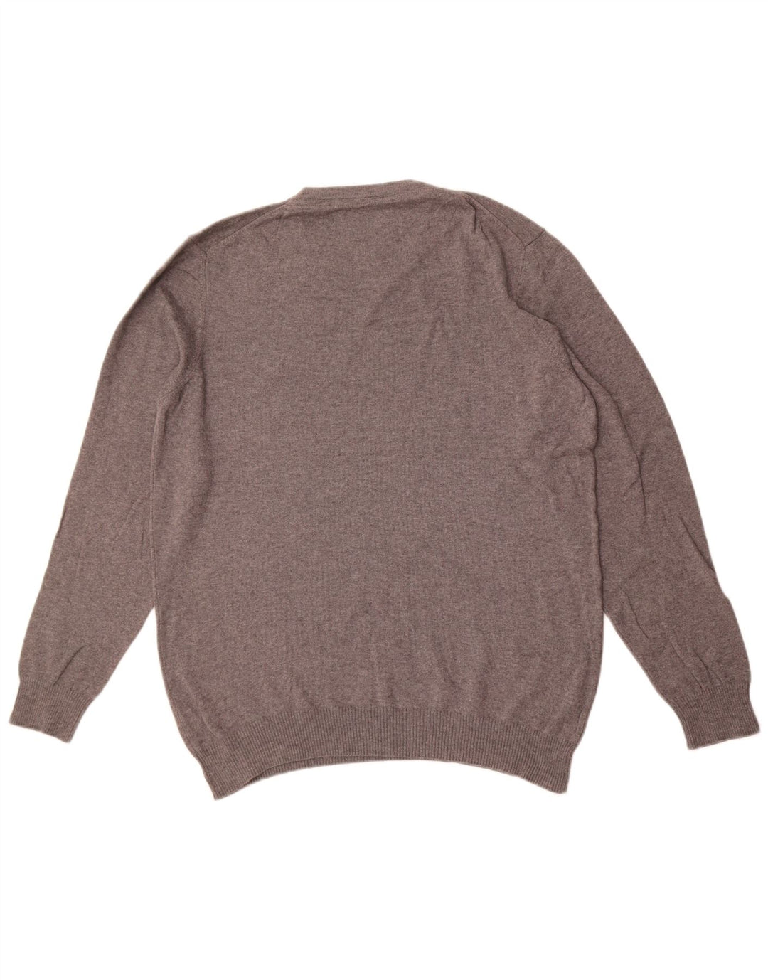 Lyle & Scott Suéter masculino com decote em V grande algodão cinza