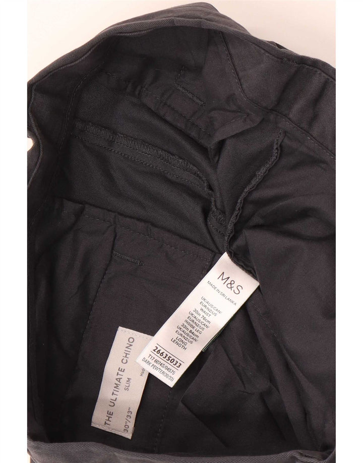 Calça Chino Masculina Slim Marks & Spencer W30 L33 Algodão Cinza