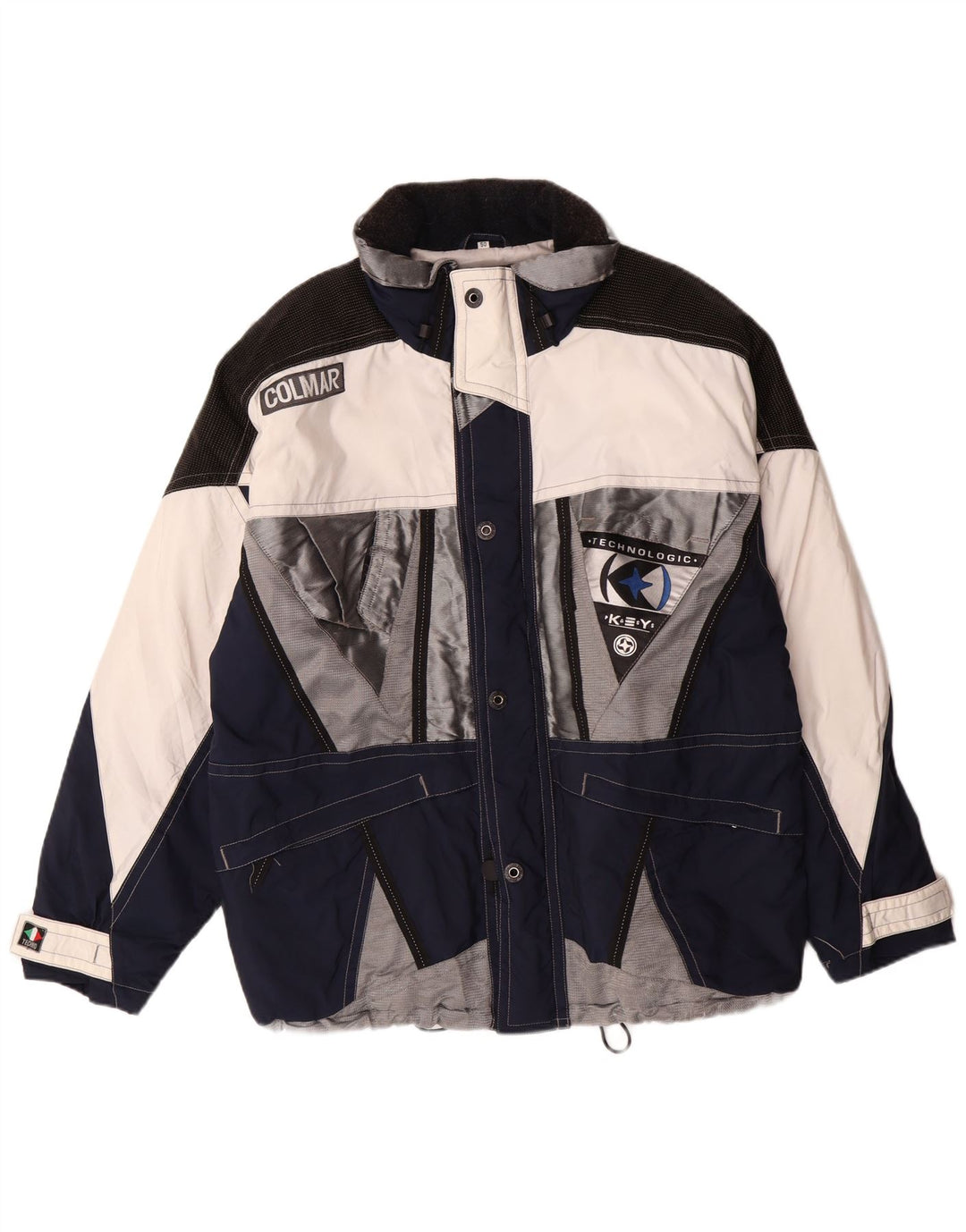 Jaqueta de esqui masculina com capuz Colmar IT 50 médio azul marinho Colourblock poliamida