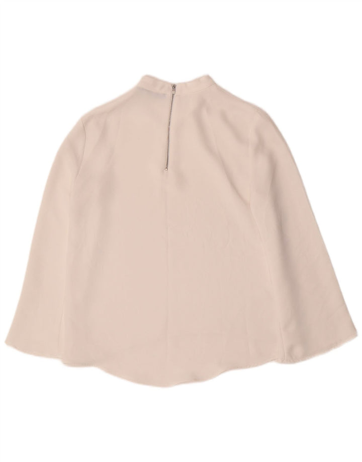 Zara blusa feminina manga 3/4 top UK 6 XS branco