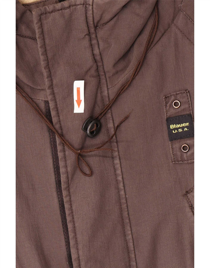 Jaqueta masculina acolchoada com capuz Blauer UK 36 pequena poliamida marrom