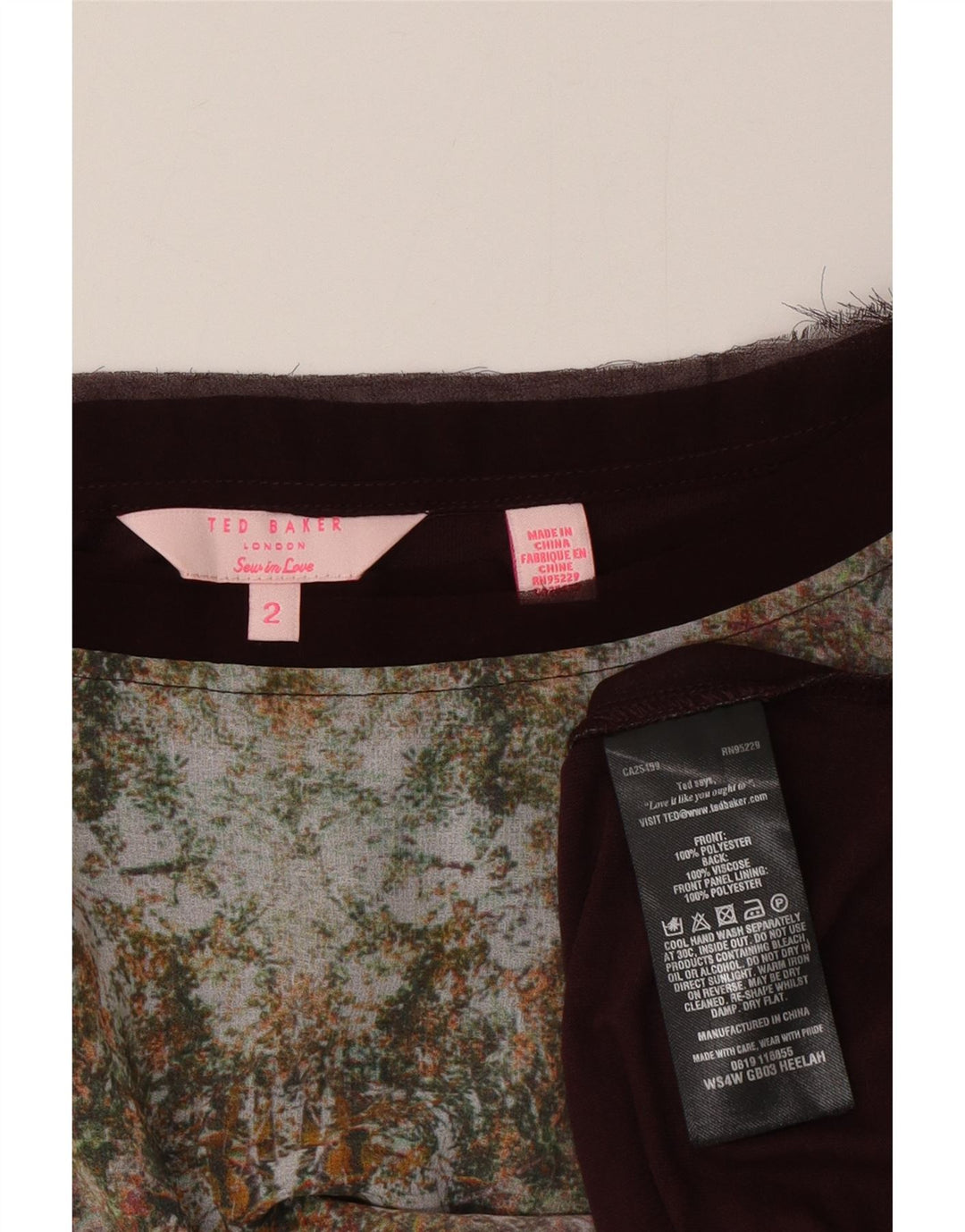 Ted Baker camiseta feminina grande com estampa gráfica tamanho 2 pequeno marrom floral