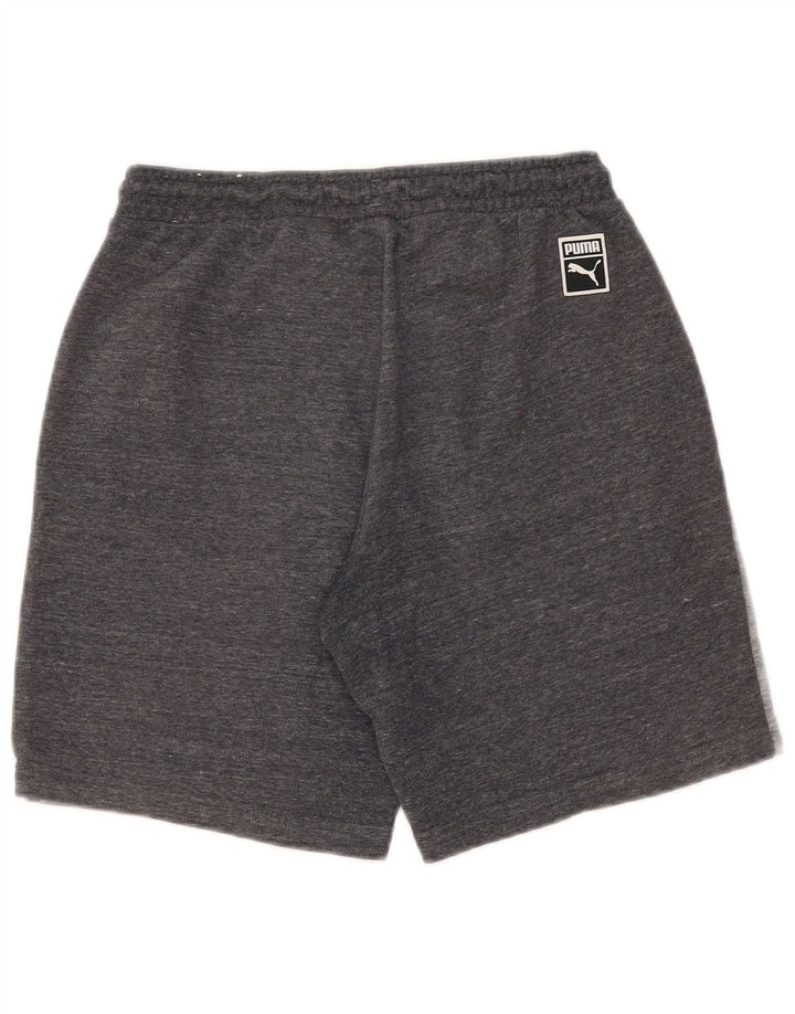 Shorts esportivos masculinos Puma pequeno cinza colorblock algodão