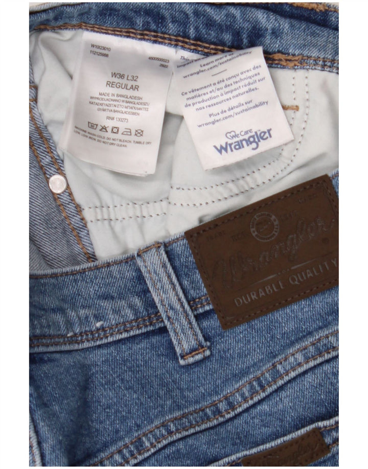 Wrangler masculino regular fit jeans reto W36 L32 algodão azul