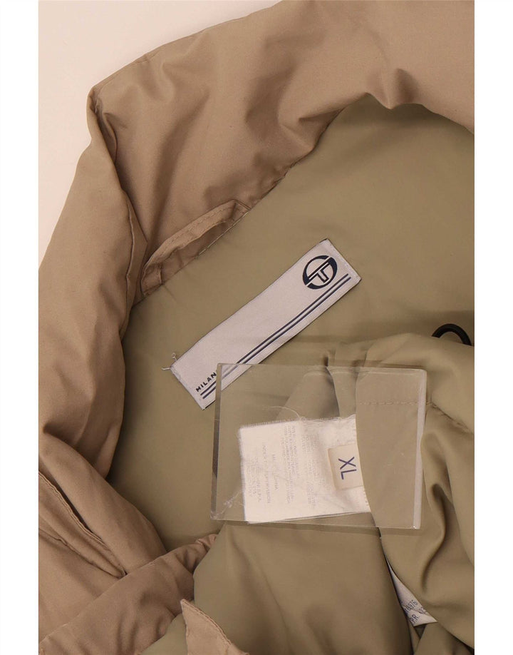 Jaqueta acolchoada masculina Sergio Tacchini UK 42 XL poliéster bege
