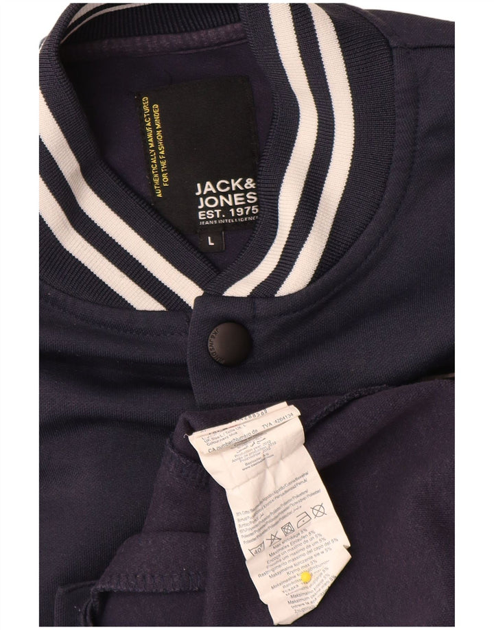 Jaqueta masculina Jack & Jones Graphic Varsity Reino Unido 40 grande bloco colorido azul marinho