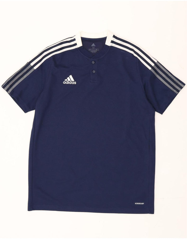Adidas Mens Aeroready Camiseta Top Médio Algodão Azul Marinho