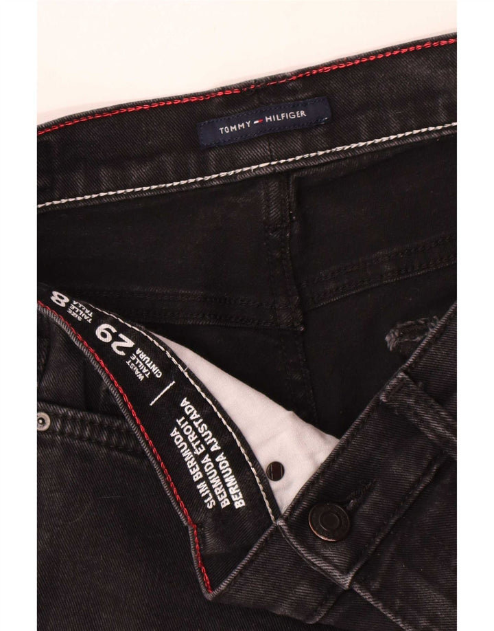 Bermuda feminina Tommy Hilfiger Slim Denim Shorts W29 médio preto algodão