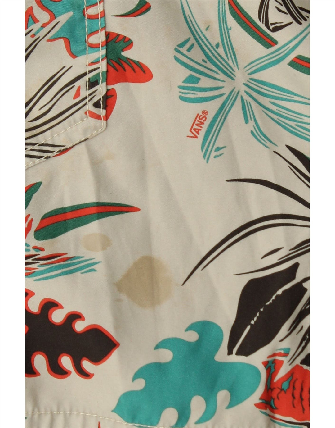 Shorts de natação masculino Vans médio branco floral poliéster