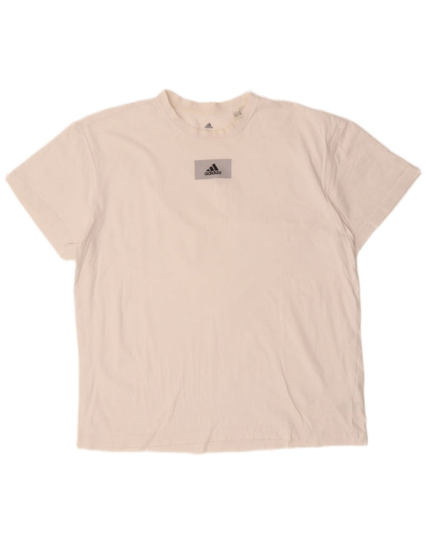Adidas Mens Camiseta Top Grande Algodão Branco