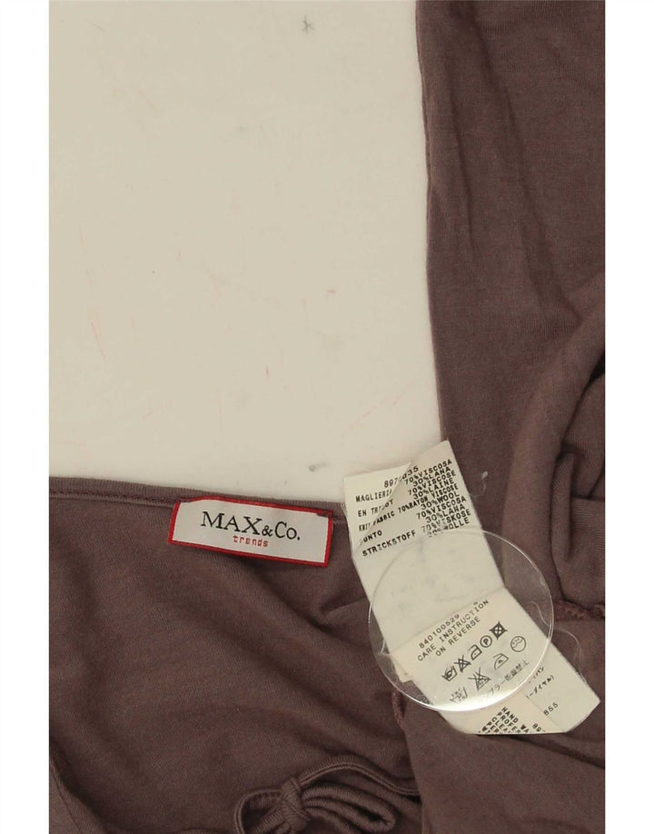 Top feminino manga 3/4 da Max & Co. Reino Unido 12 viscose marrom médio
