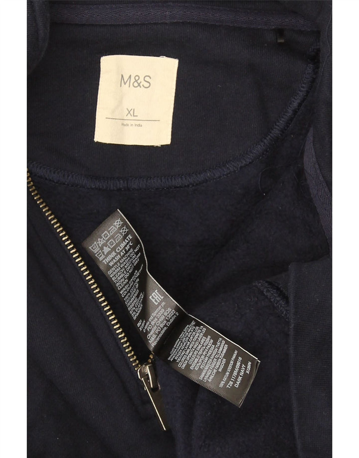 Suéter masculino Marks & Spencer com zíper e gola XL azul marinho algodão