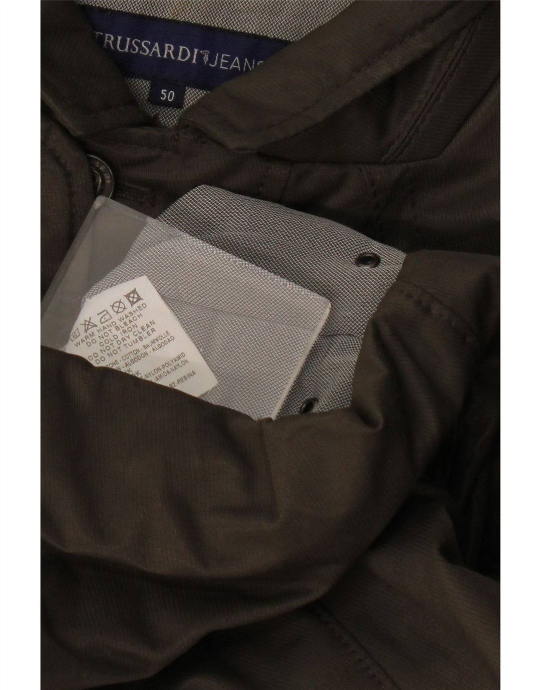Jaqueta utilitária masculina TRUSSARDI JEANS IT 50 grande algodão cáqui