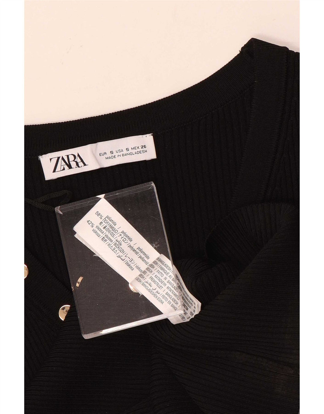 Cardigan feminino de manga comprida Zara UK 8 pequeno preto poliamida