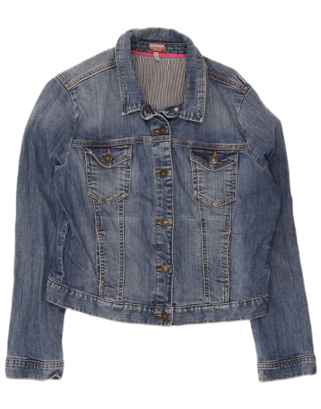 Jaqueta jeans feminina Joules UK 16 grande algodão azul