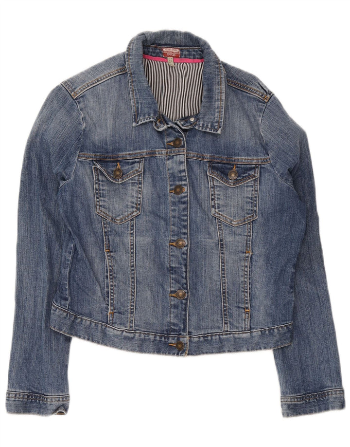 Jaqueta jeans feminina Joules UK 16 grande algodão azul