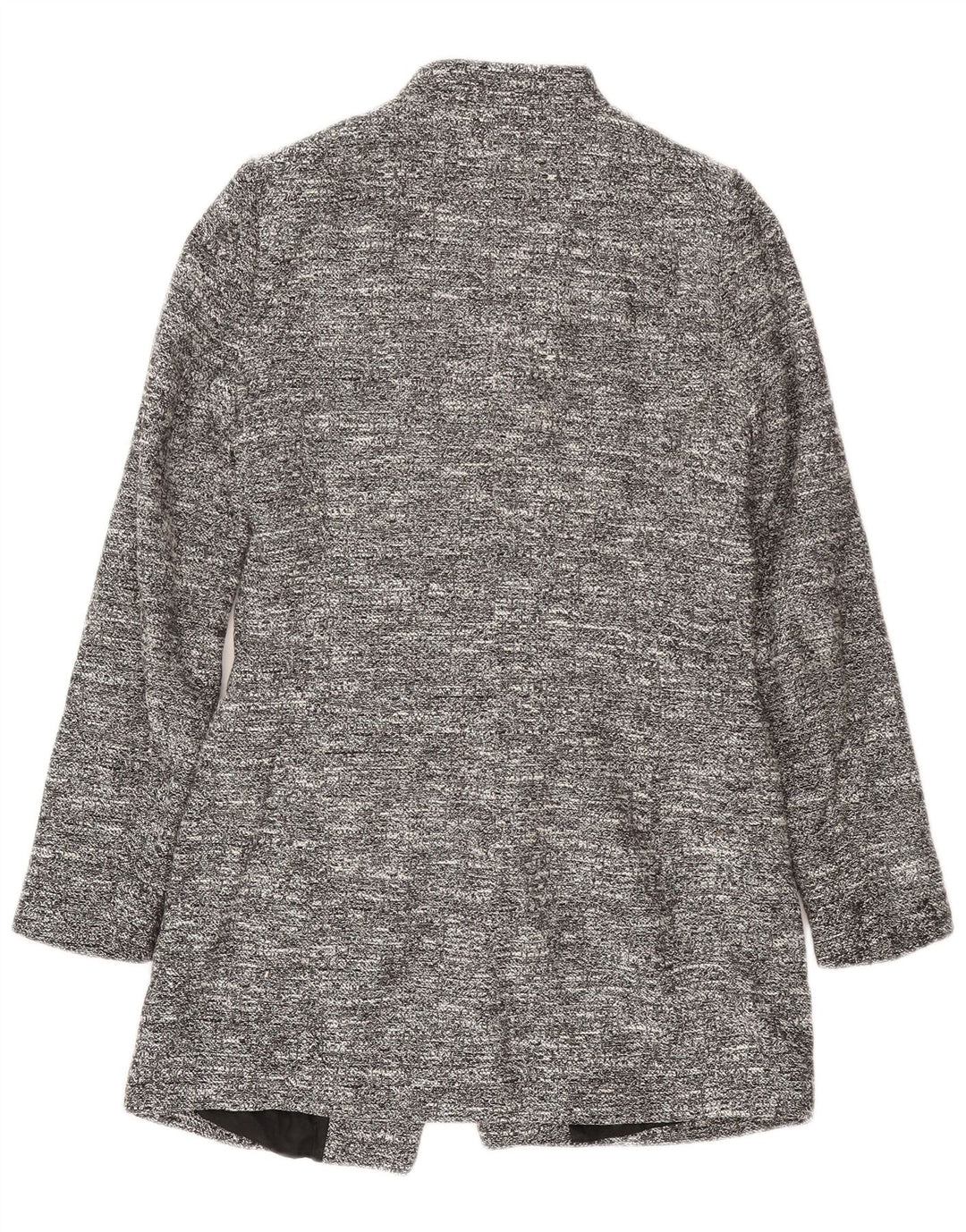 Zara Womens Longline Blazer Jacket UK 12 Medium Grey Flecked Acetate