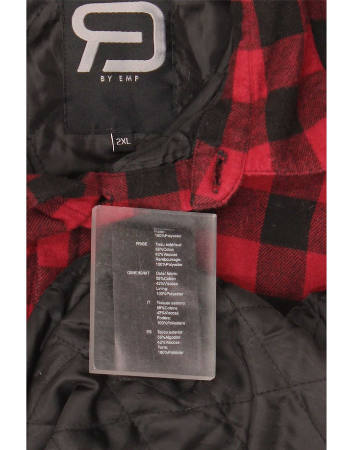 Camisa masculina de flanela de lenhador EMP 2XL algodão vermelho guingão