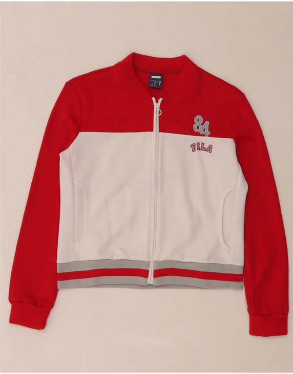 Fila Womens Crop Tracksuit Top Jacket UK 10 Small Red Colourblock Poliéster