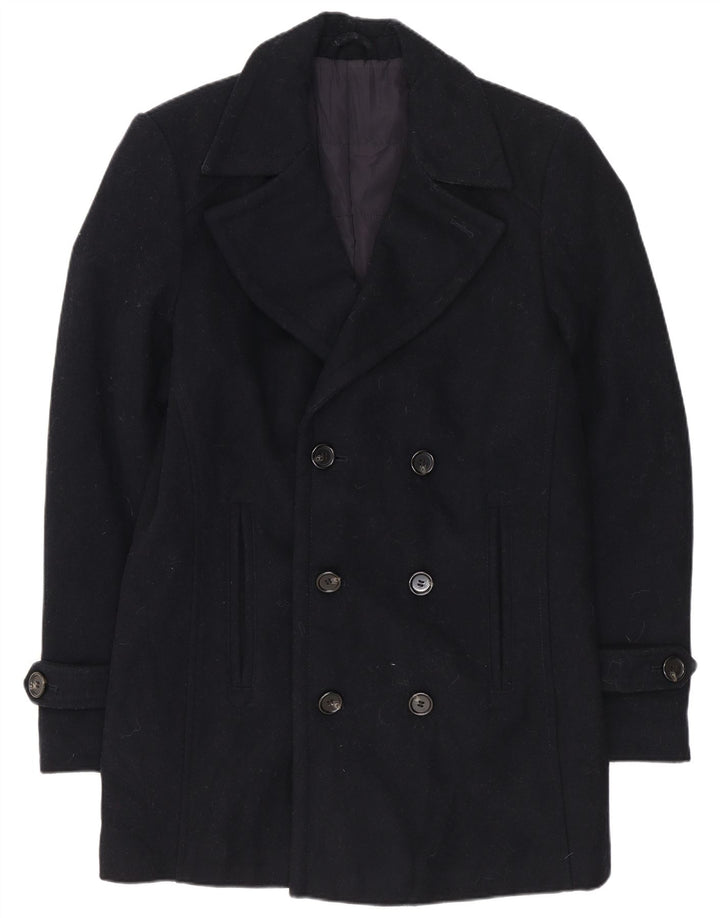 Angelo Litrico Mens Pea Coat UK 36 Lã Azul Marinho Pequeno