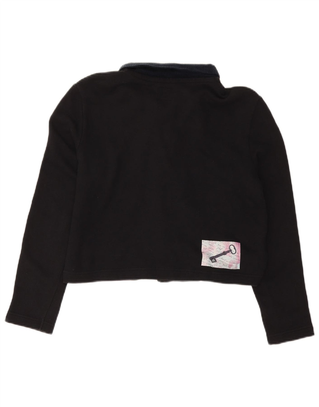 Camisa polo feminina oversized gráfica BENETTON Reino Unido 10 pequena preta