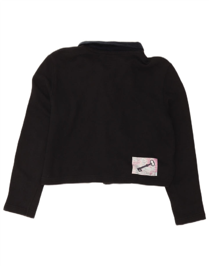 Camisa polo feminina oversized gráfica BENETTON Reino Unido 10 pequena preta