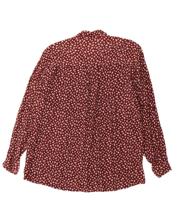 Camisa feminina vintage UK 18 XL viscose floral vermelha