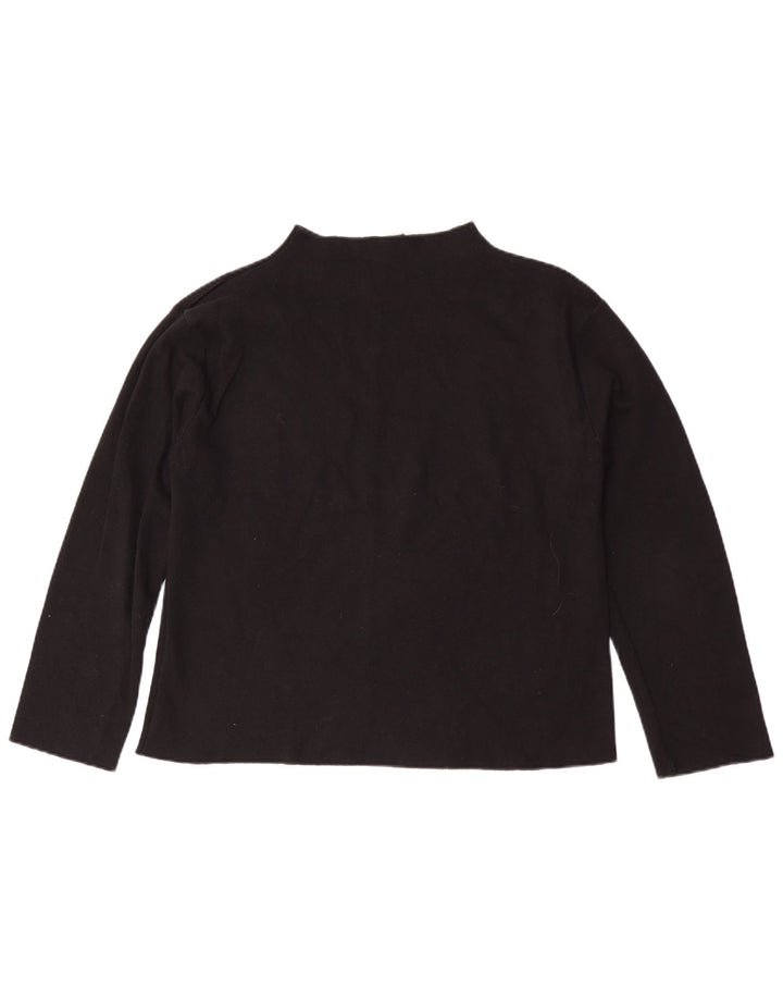 Top feminino Zara manga comprida UK 14 algodão preto médio
