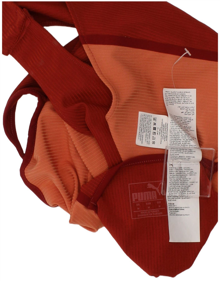 Roupa de banho feminina Puma médio laranja colorblock poliéster esportivo