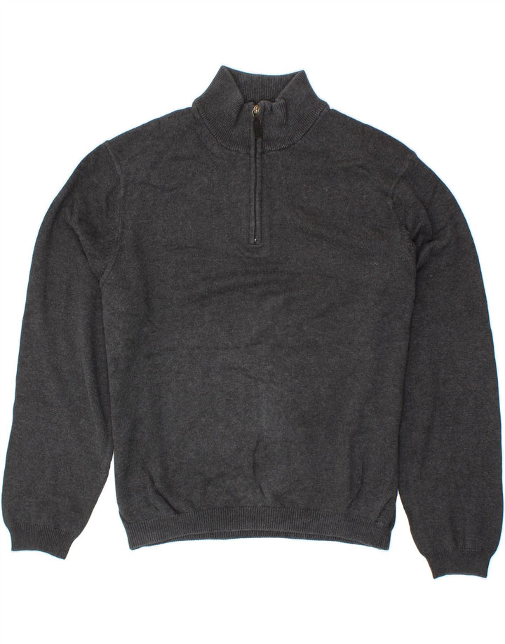 EDDIE BAUER Mens Zip Neck Jumper Sweater XL Grey Cotton Vintage Eddie Bauer and Second-Hand Eddie Bauer from Messina Hembry 