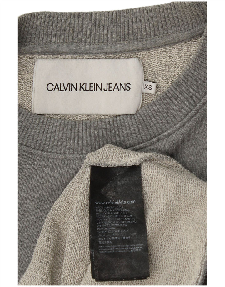 CALVIN KLEIN JEANS Suéter gráfico masculino XS algodão cinza