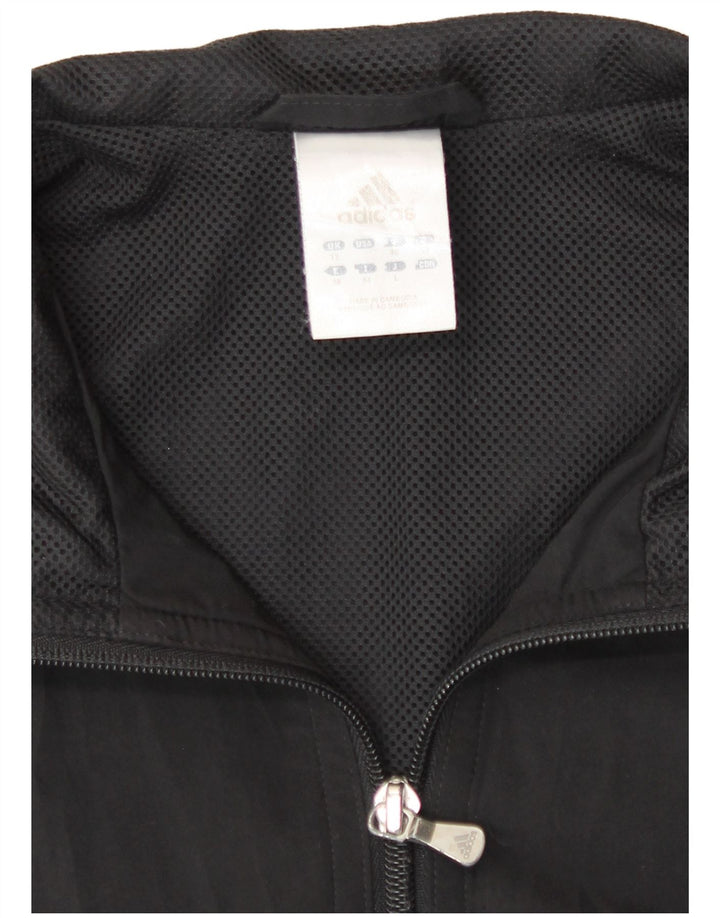 Adidas Womens Tracksuit Top Jacket UK 12 Médio Preto Poliéster